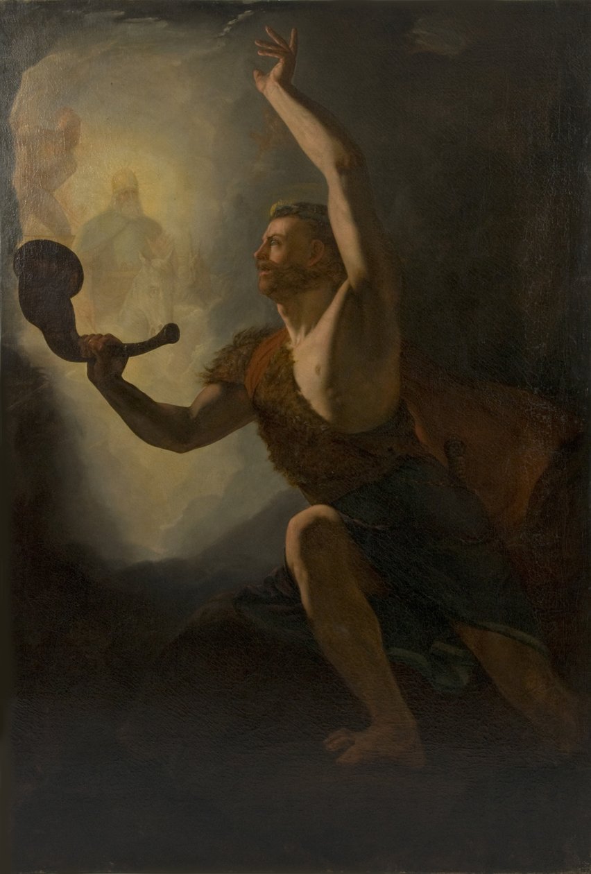 Heimdall kalder guderne til kamp, 1828. af Knud Baade