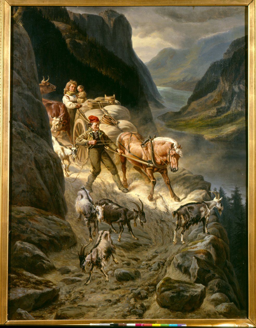 Ned fra bjerget (olie på lærred) af Knud Bergslien