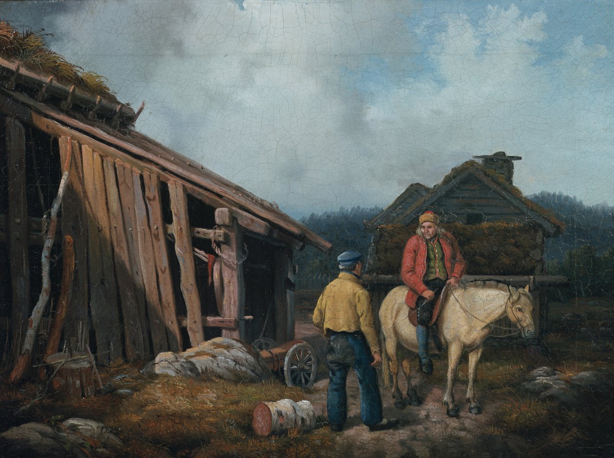 Mand på en hest af Knud Bergslien