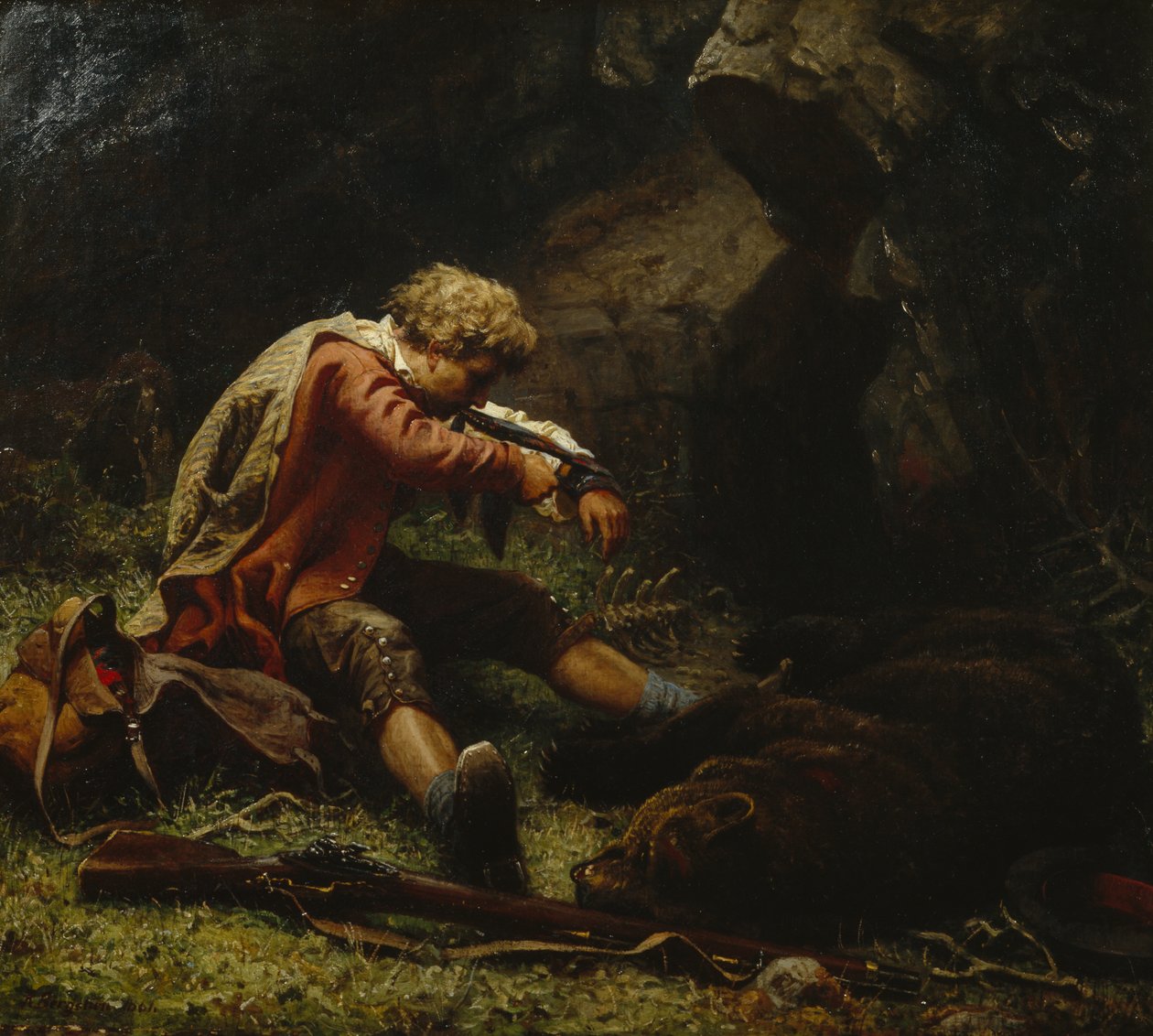 Såret bjørnejæger af Knud Bergslien