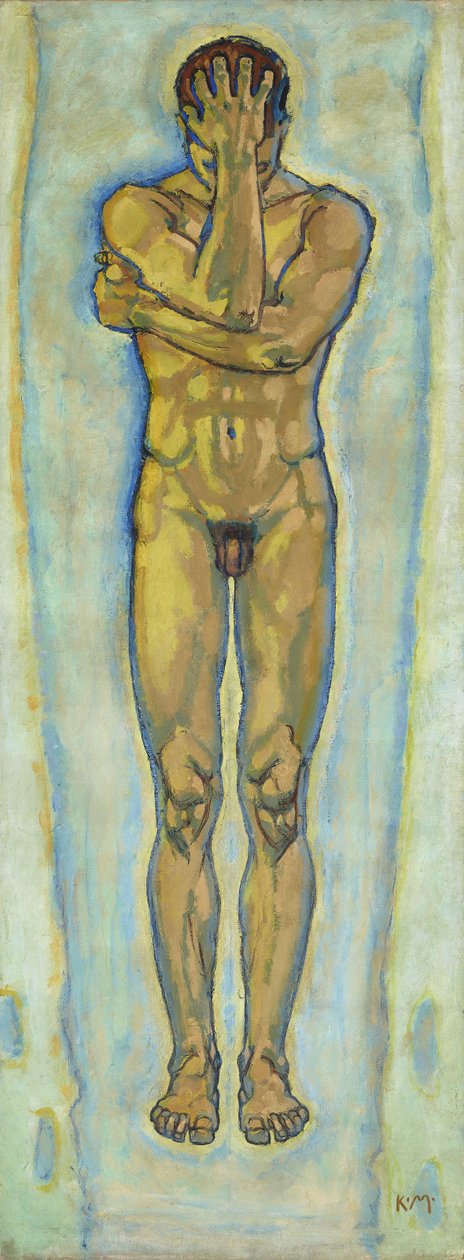 Mand nøgen gul og blå, ca. 1913. af Koloman Moser