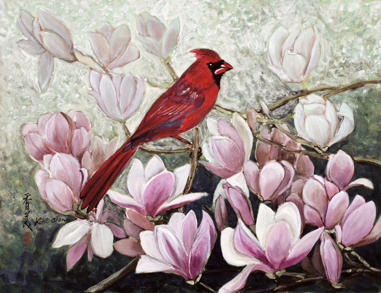 Cardinal, 2001 (gouache på rispapir) af Komi Chen
