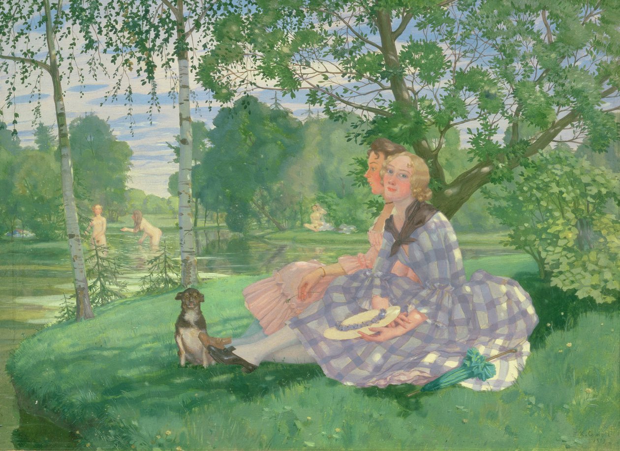 Sommer, 1919 (olie på pap) af Konstantin Andreevic Somov