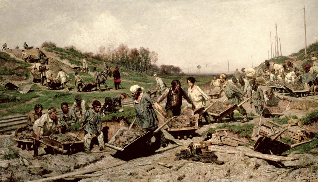 Reparation af jernbanen, 1874 af Konstantin Apollonovich Savitsky