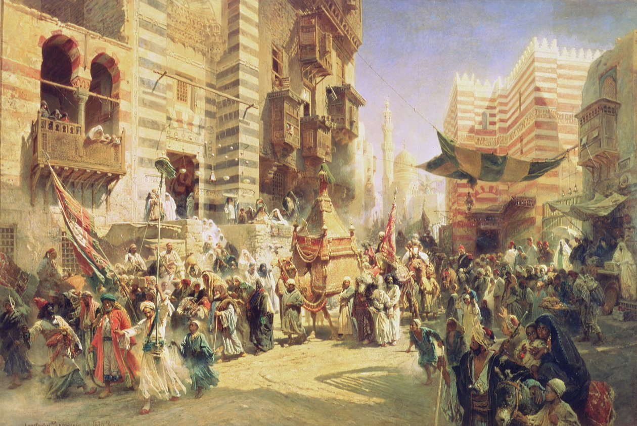 Overdragelsen af det hellige tæppe i Kairo, 1876 af Konstantin Egorovich Makovsky