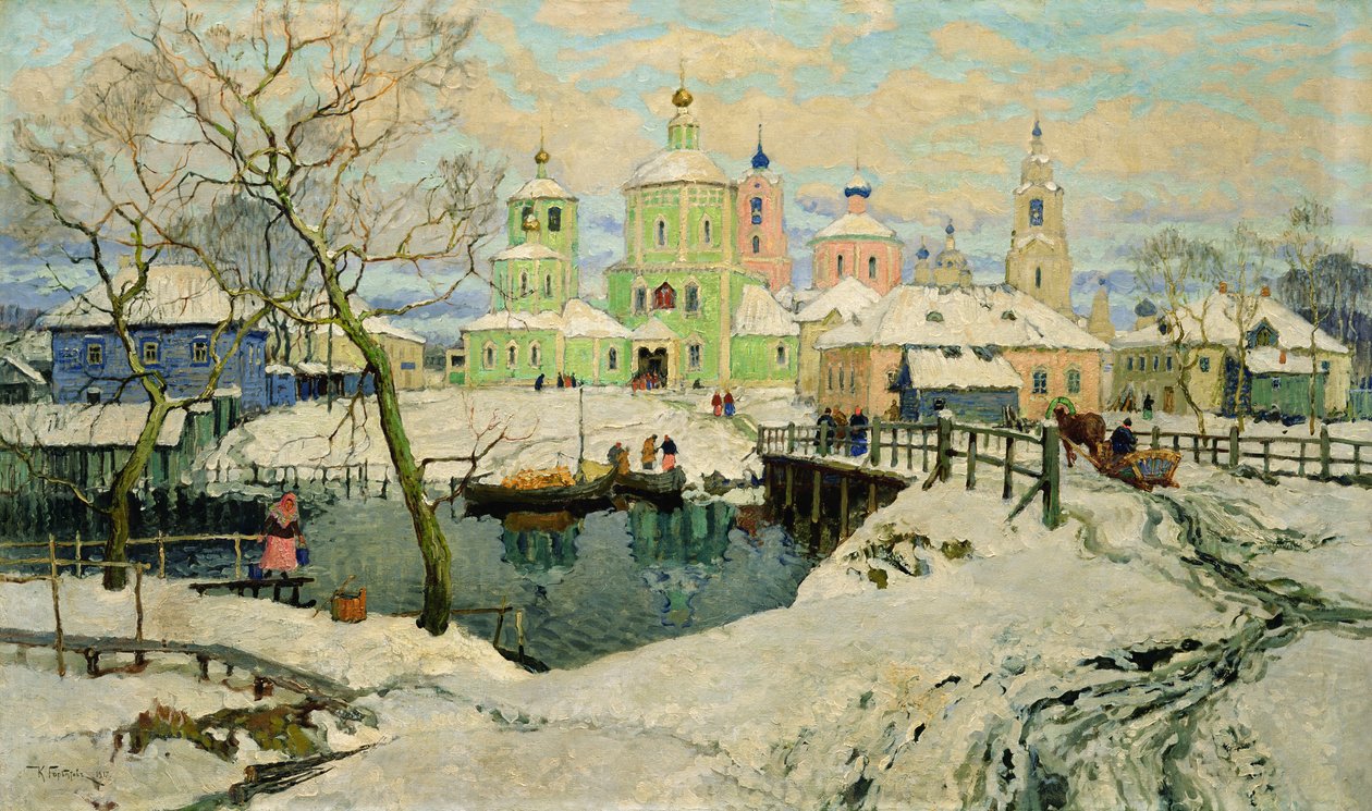 Den lille landsby Torzhok, 1917 af Konstantin Ivanovich Gorbatov