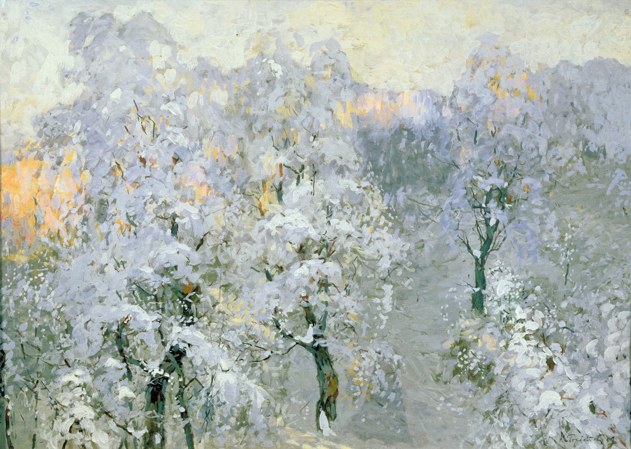 Træer i vintersølv, 1910 af Konstantin Ivanovich Gorbatov