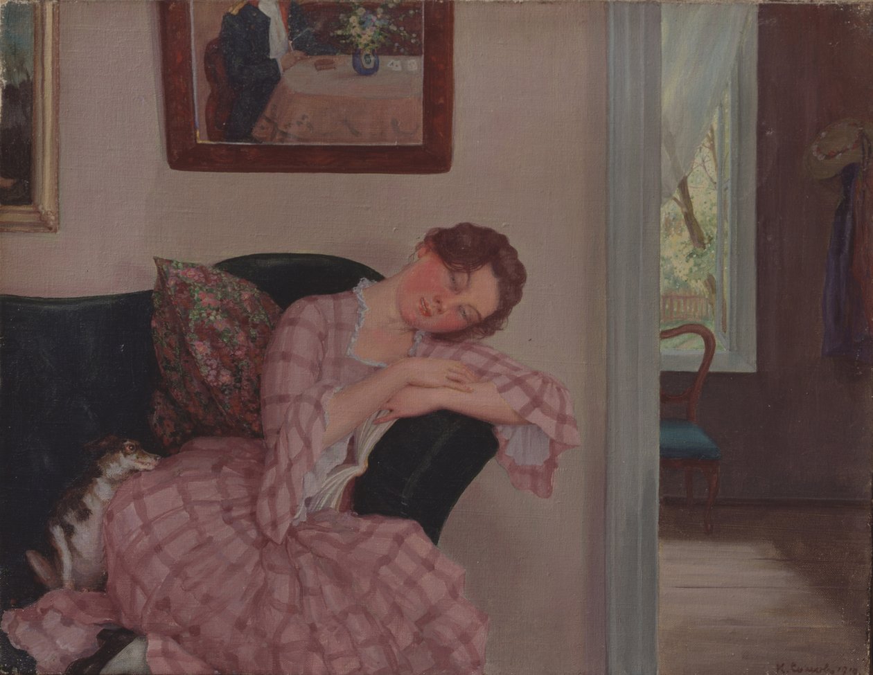 En sovende dame i lyserød af Konstantin Andreevic Somov