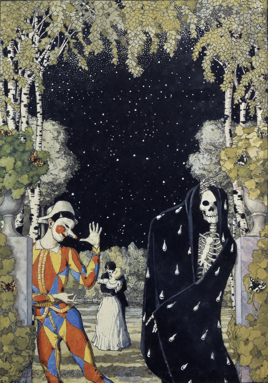 Harlekin og døden, 1907 af Konstantin Andreevic Somov