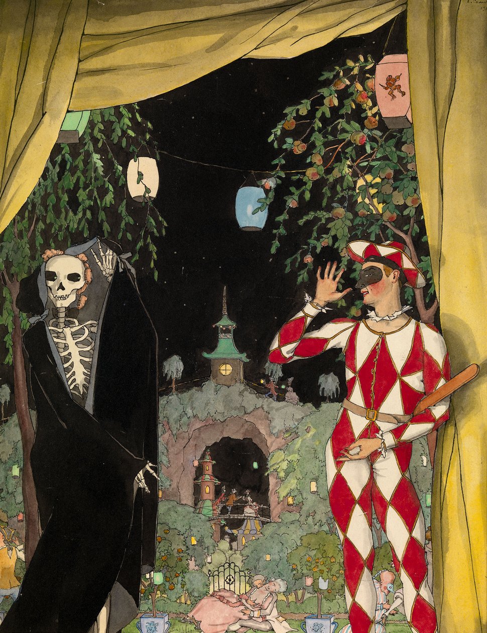 Harlekin og døden, 1918 af Konstantin Andreevic Somov