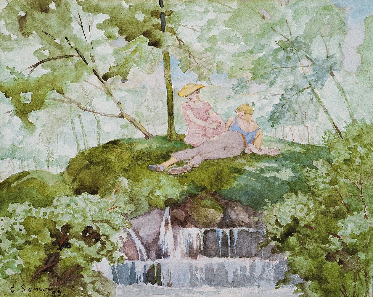 Elskere i et landskab af Konstantin Andreevic Somov