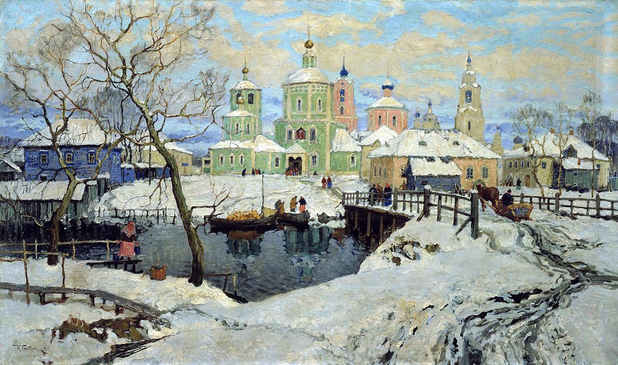 Lille landsby Torzhok, 1917. af Konstantin Ivanovich Gorbatov