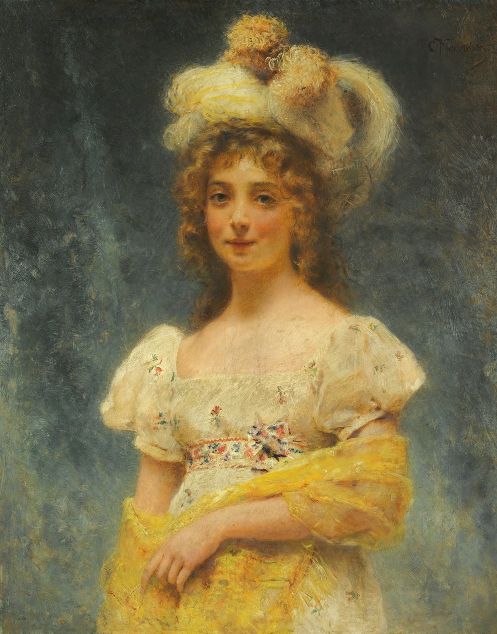 Makovsky gult sjal af Konstantin Makovsky