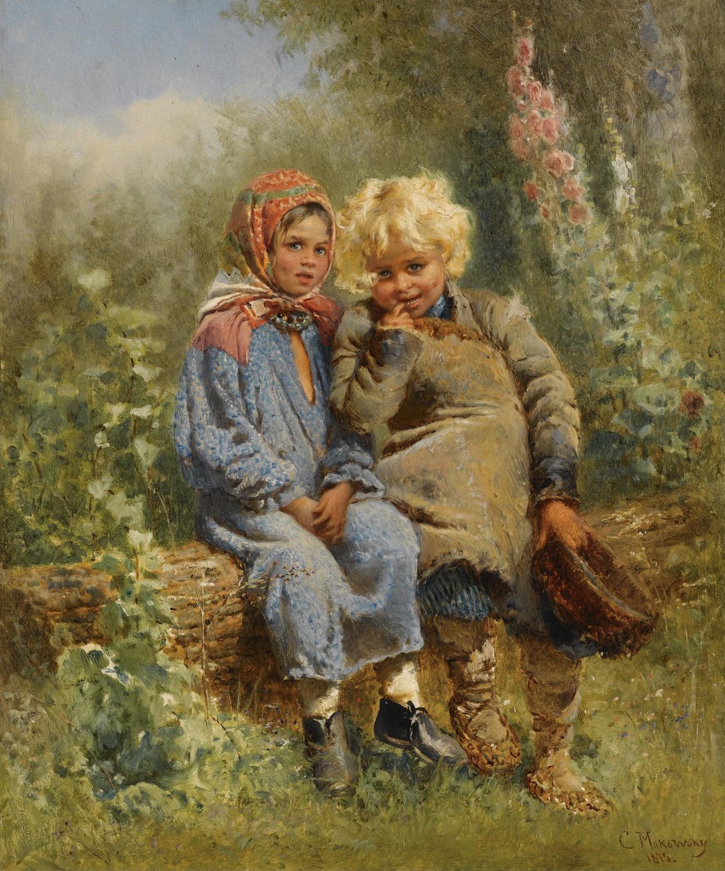 Russisk: "Bondebørn i hvile" Bondebørn i hvile af Konstantin Makovsky