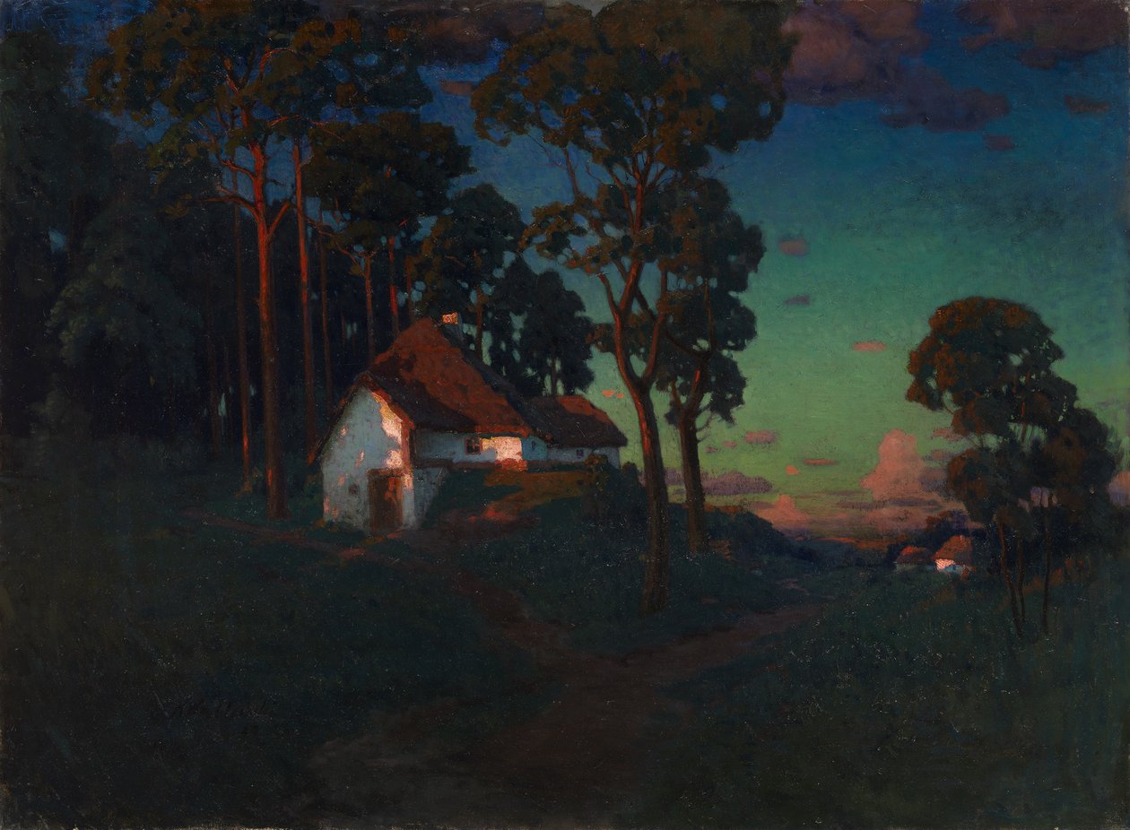 Landsby ved solnedgang, 1923 af Konstantin Wroblewski