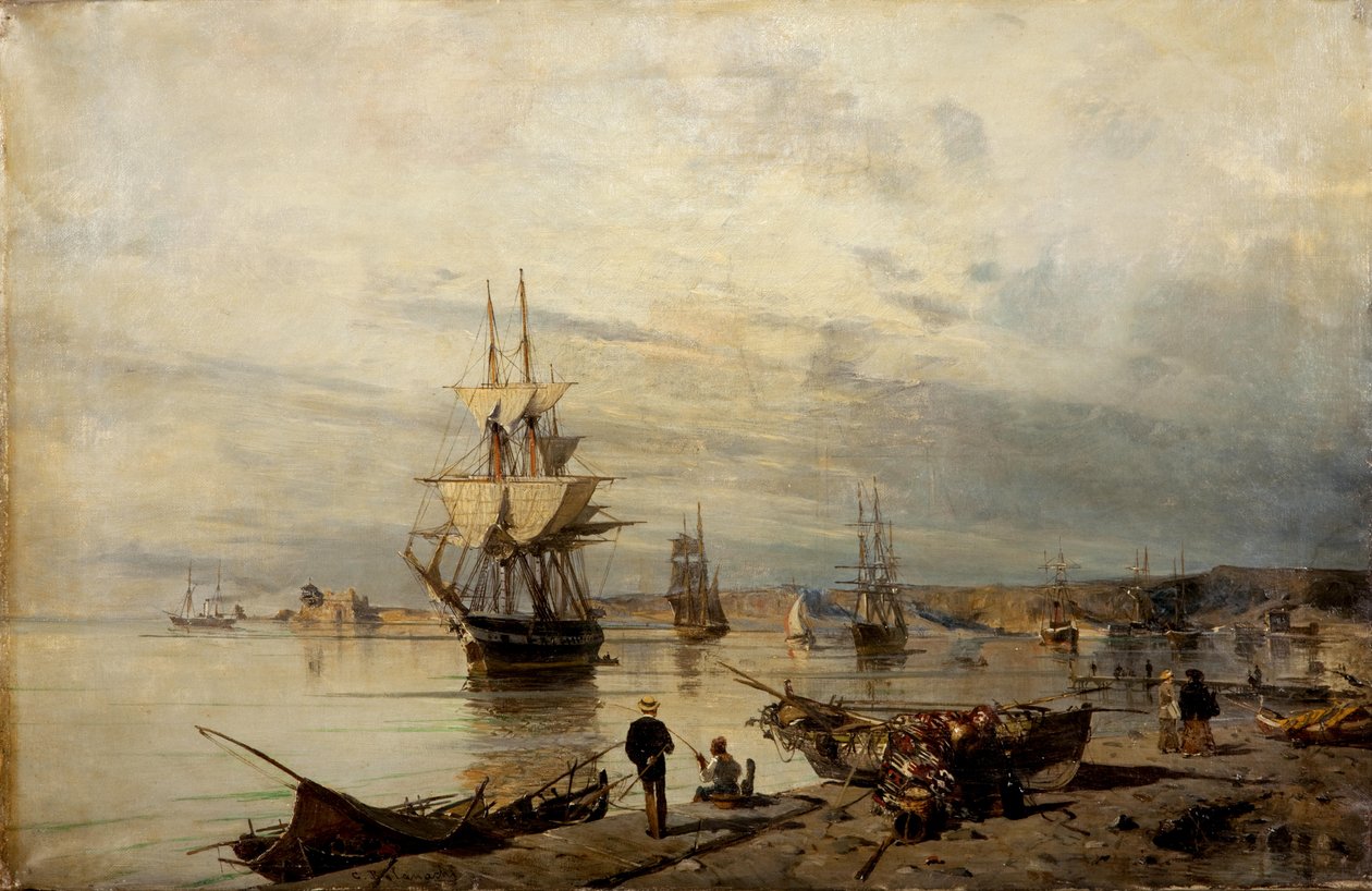 Solnedgang ved kysten af Konstantinos Volanakis