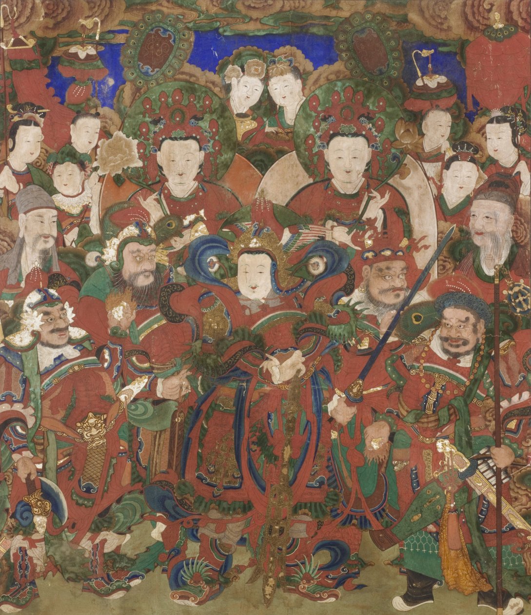 Bodhisattvaer af beskyttelsen af buddhistisk doktrin, 1891 (panel, blæk og farve på bomuld) af Korean School