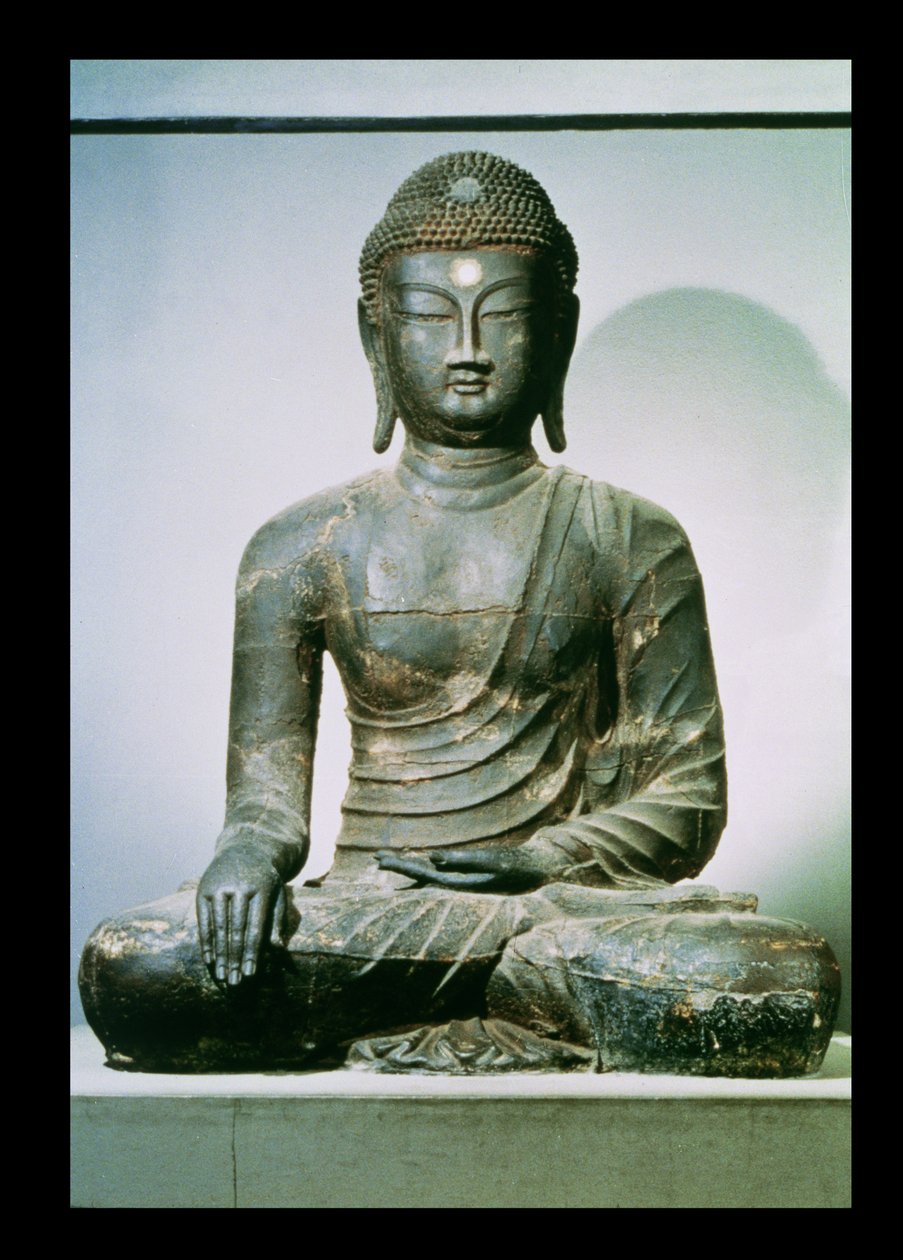 Siddende Shakyamuni Buddha fra Changing-in (jern) af Korean School