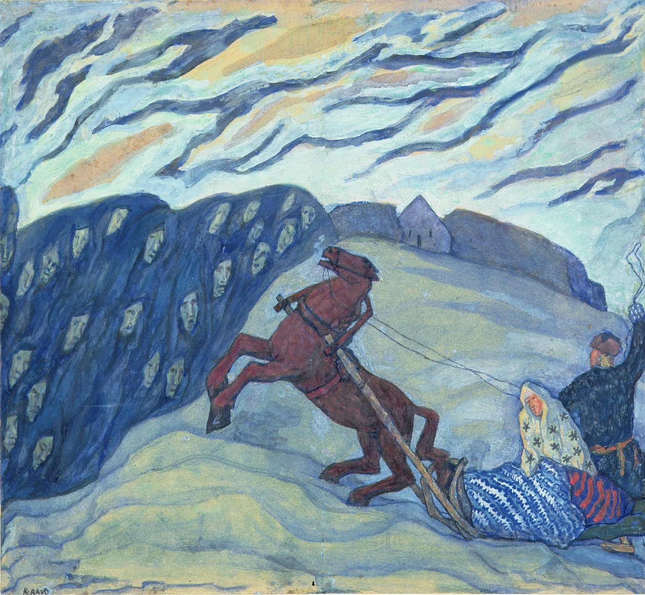 Return Homewards, 1920 (tempera på lærred) af Kristjan Raud