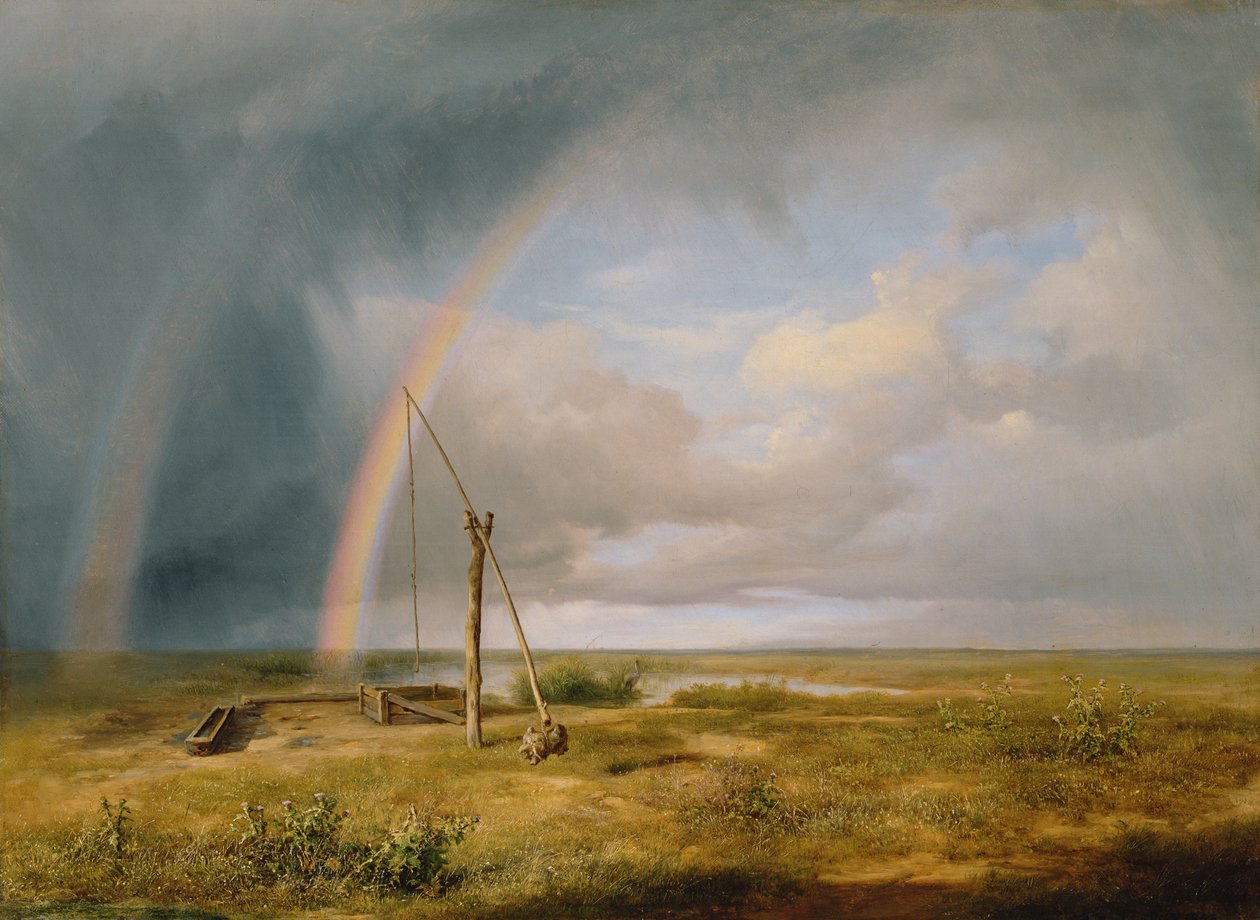 Well Against a Rainbow, 1800-tallet af Károly Markó