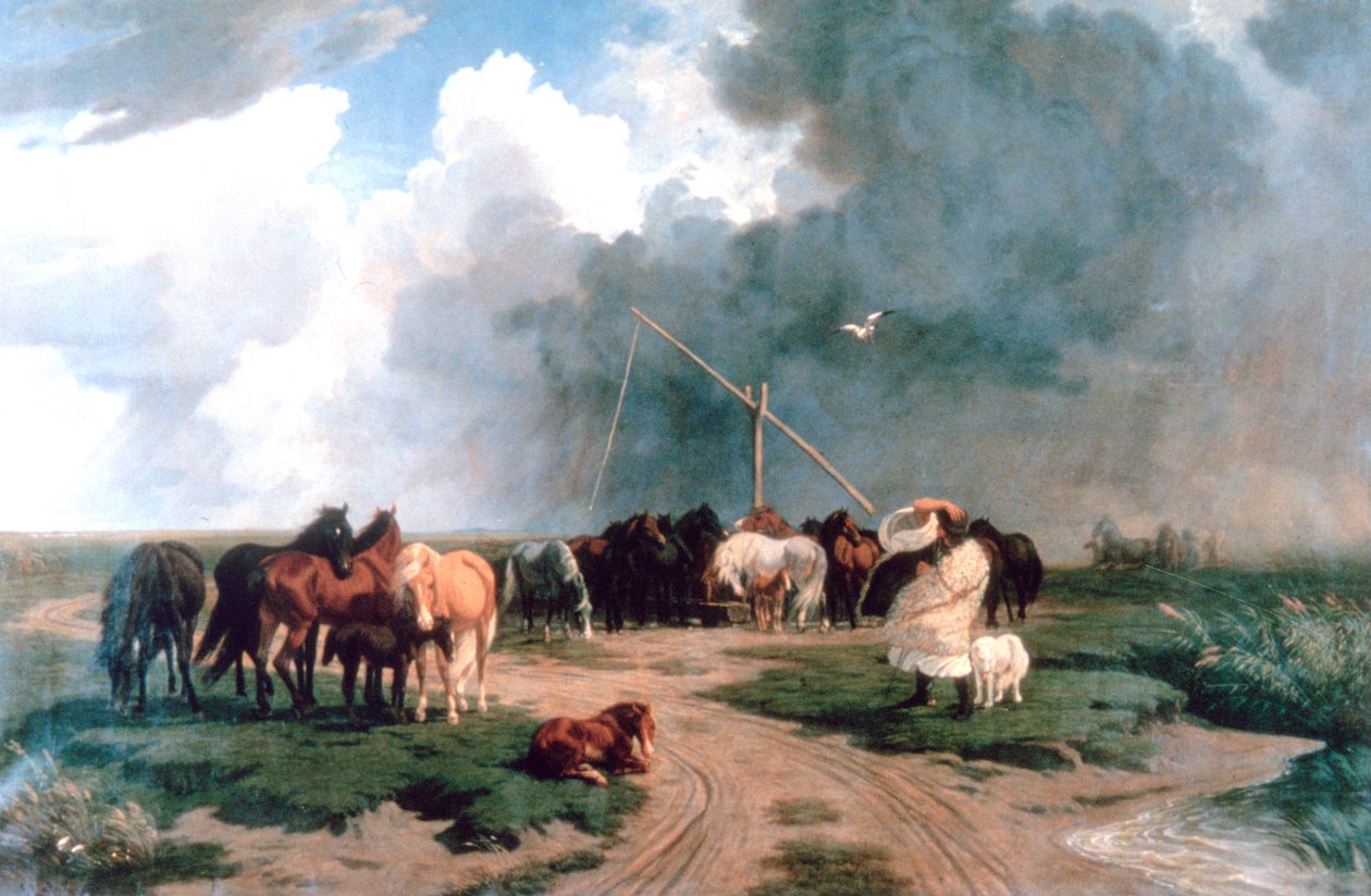 Heste i stormen, 1862 af Károly Lotz