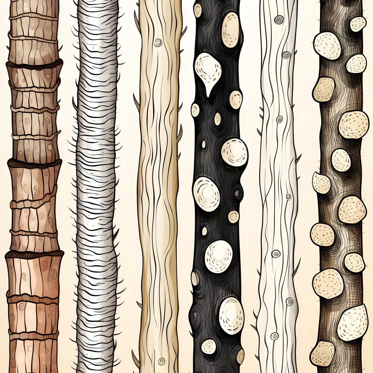 Puun runkoosat, boho clipart, boho-piirustuskuviot, boho-runko 1 af Kurt Heppke
