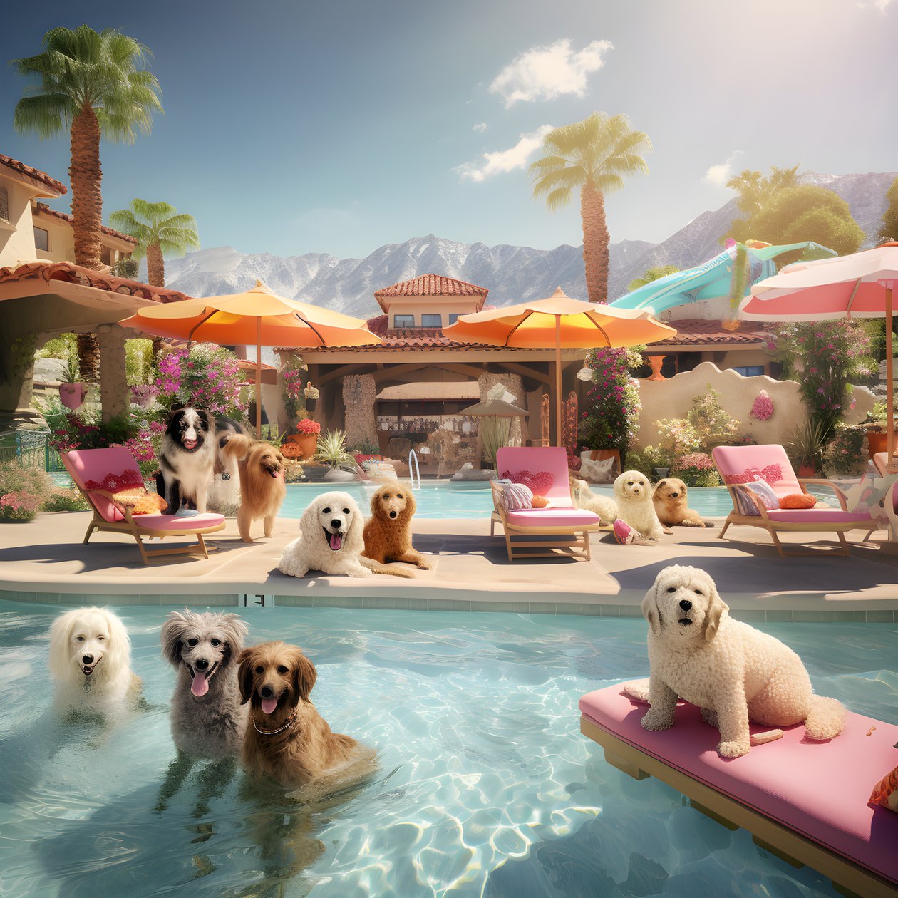 Hunde-Poolparty Palm Springsissä 3 af Kurt Heppke