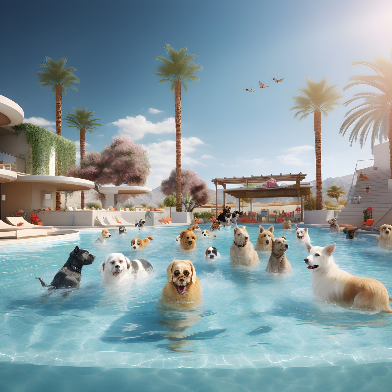 Hunde-Poolparty i Palm Springs 4 af Kurt Heppke