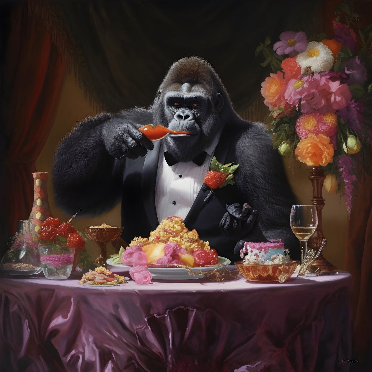 en gorilla, der spiser 1 af Kurt Heppke