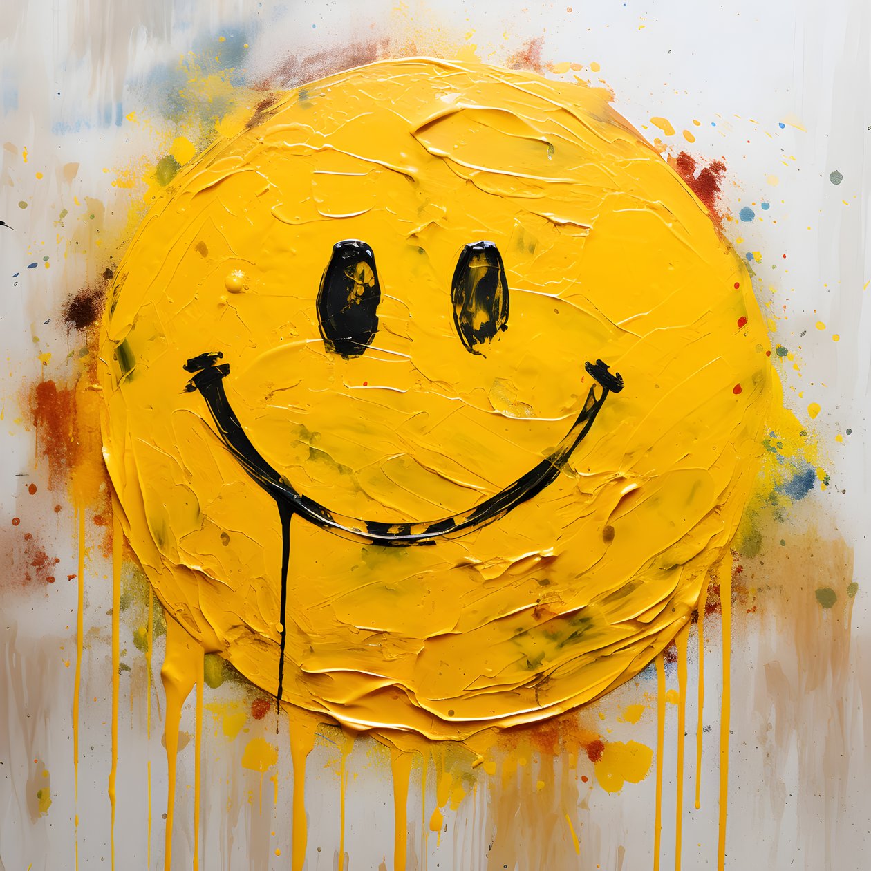 gul smiley malet i impasto 4 af Kurt Heppke