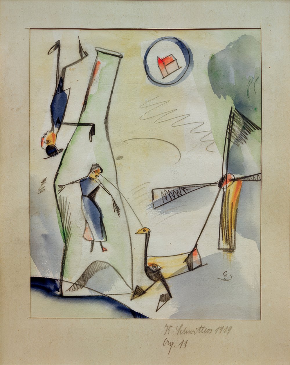 Aq. 11 (billede-kvinde-gås) af Kurt Schwitters