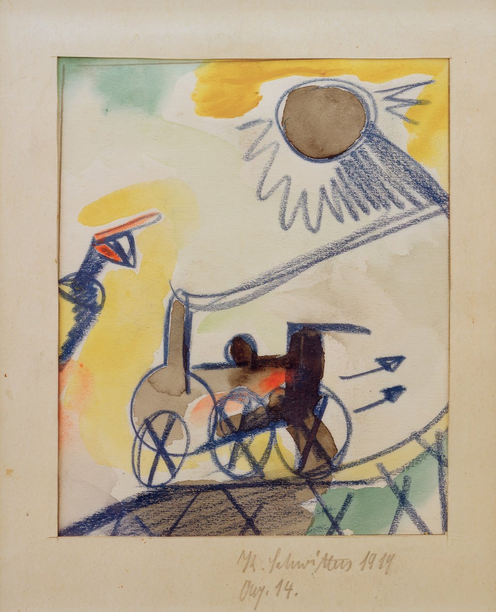 Aq. 14 (lokomotiv baglæns) af Kurt Schwitters