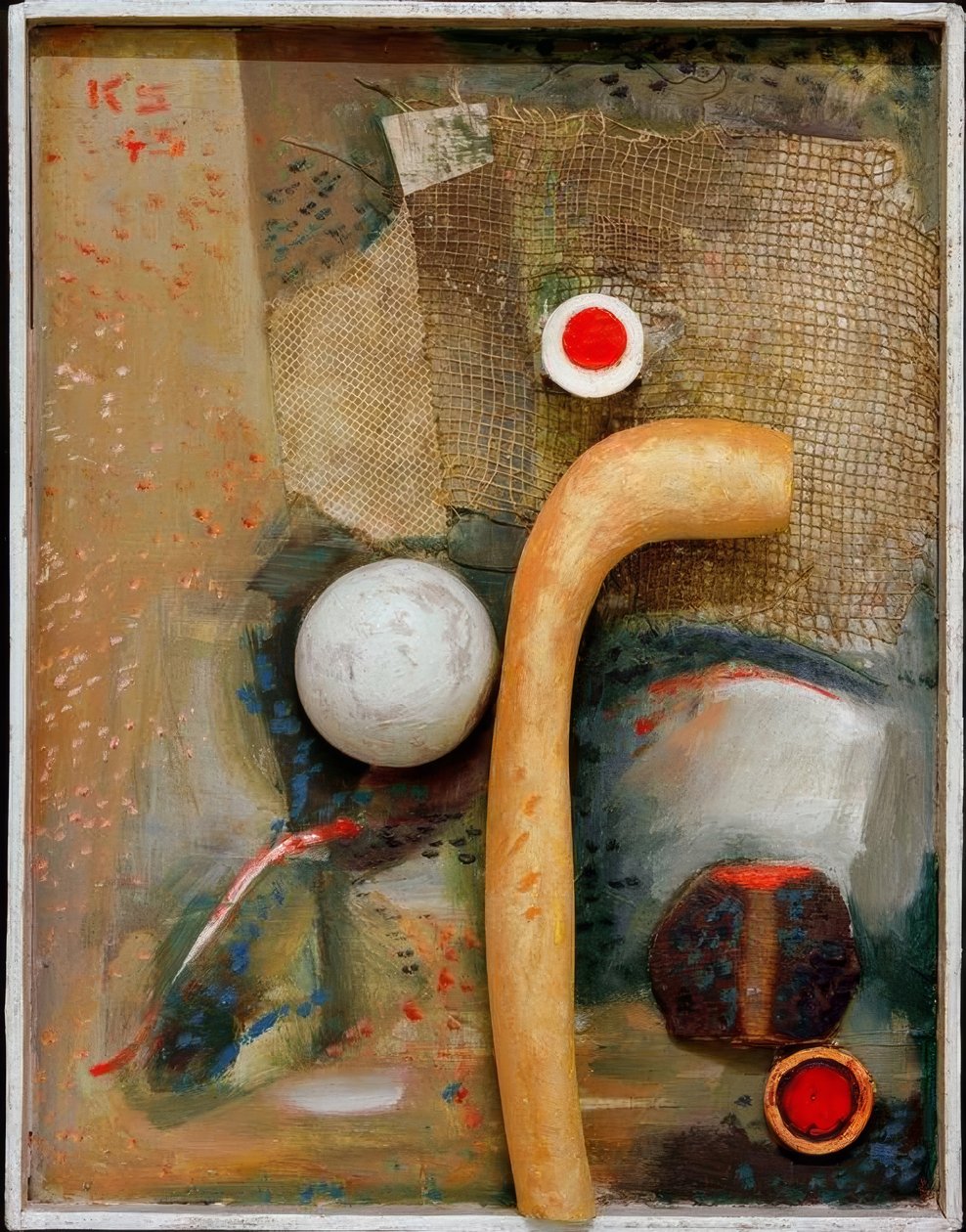 Fredlyst med gul kunstig knogle af Kurt Schwitters