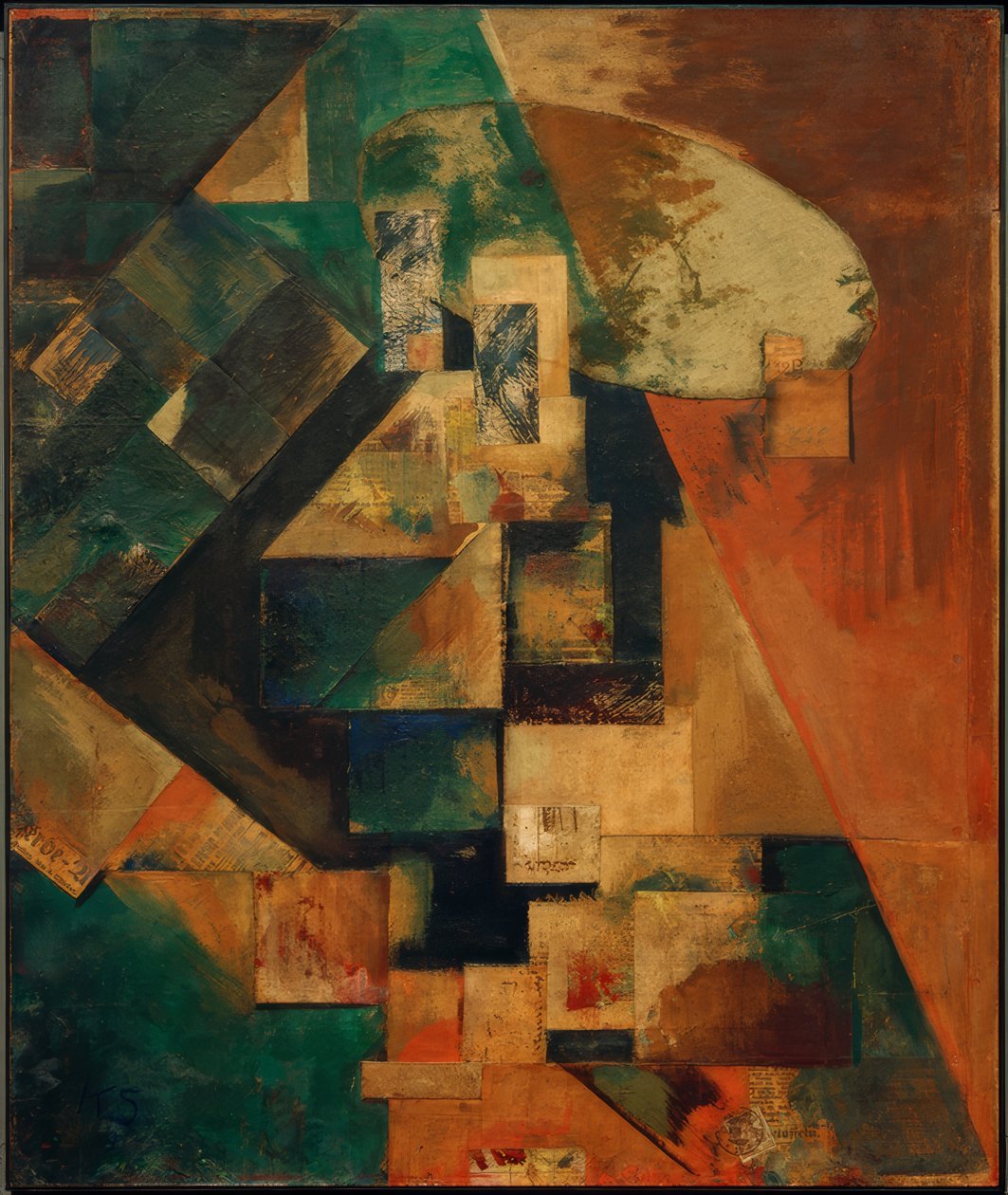 Merzbild 1 B billede med rødt kors af Kurt Schwitters