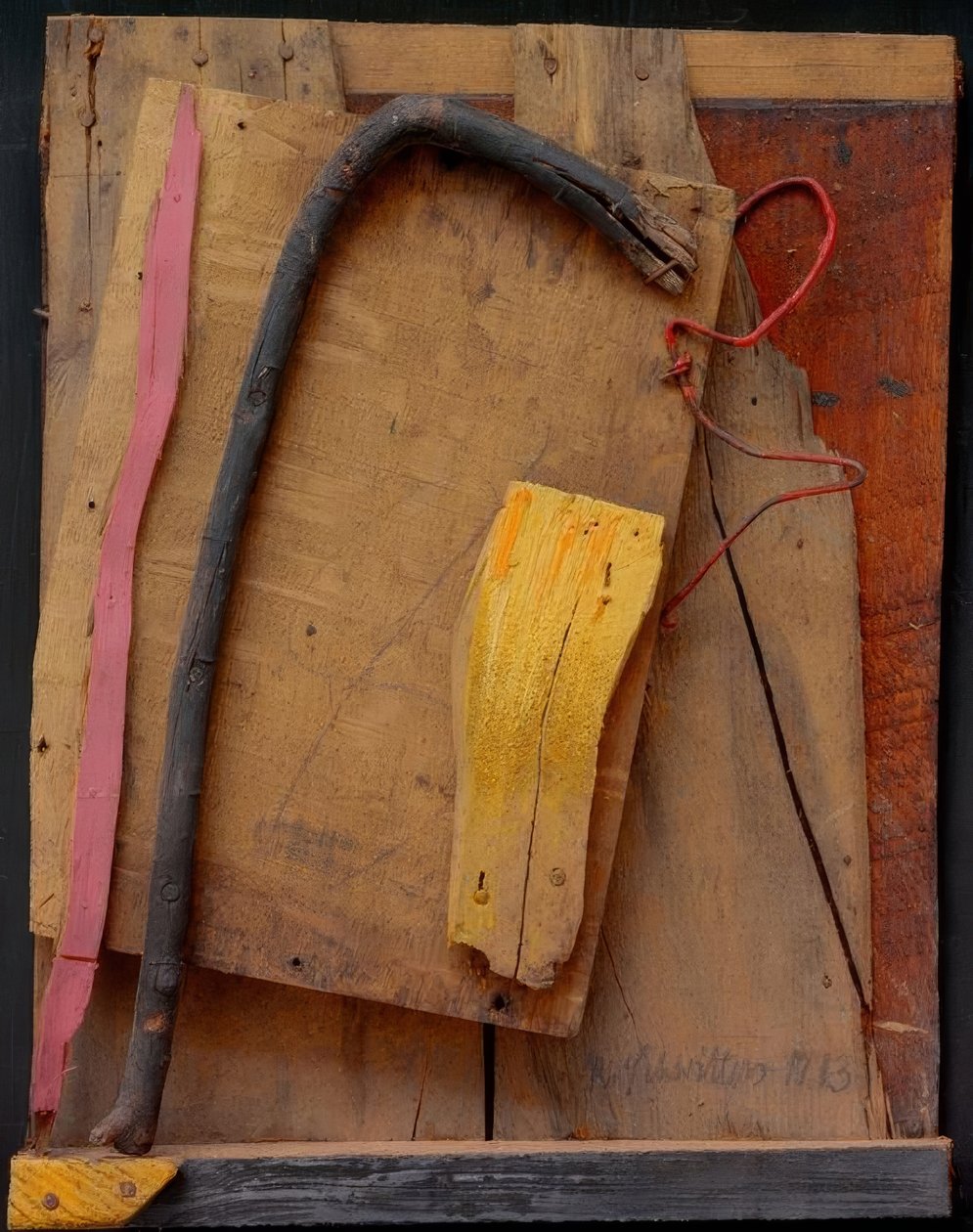 Uden titel (Merz-billede pink-gul) af Kurt Schwitters