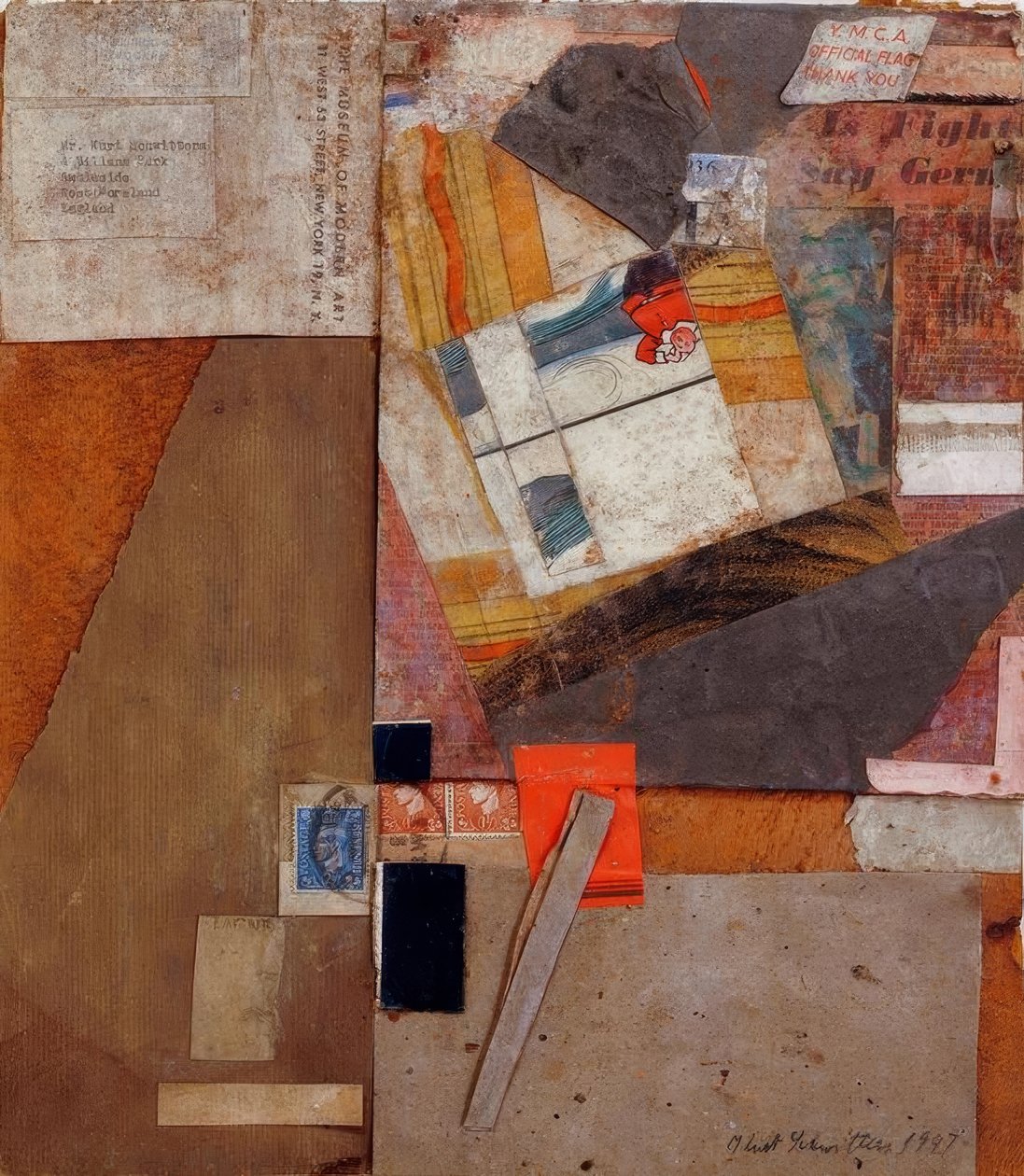 Ohne Titel (Y.M.C.A. Official Flag Tak) af Kurt Schwitters