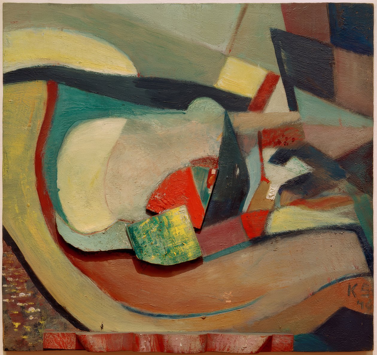 Relief med en rød fod af Kurt Schwitters
