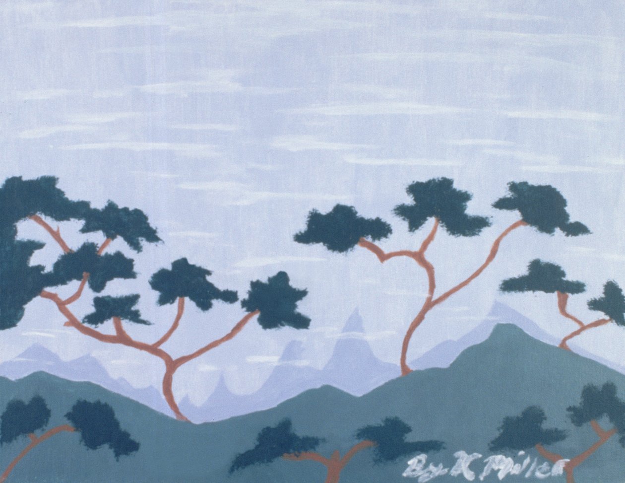 Mountain Peaks, 2004 (akryl uden lærred) af Kurtis L. Miller