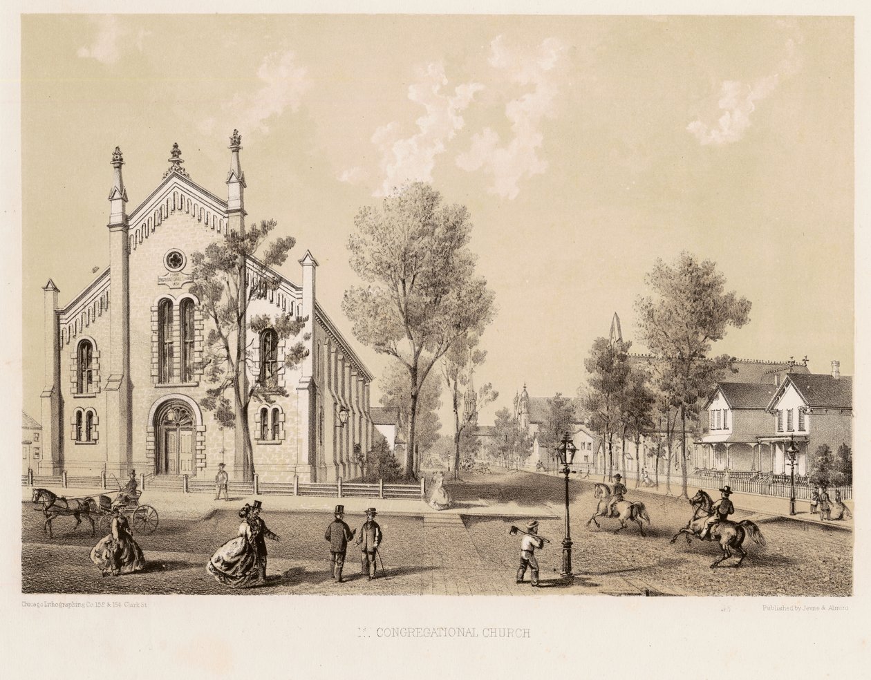 First Congregational Church, Chicago, ca. 1867 af Kurz and Allison