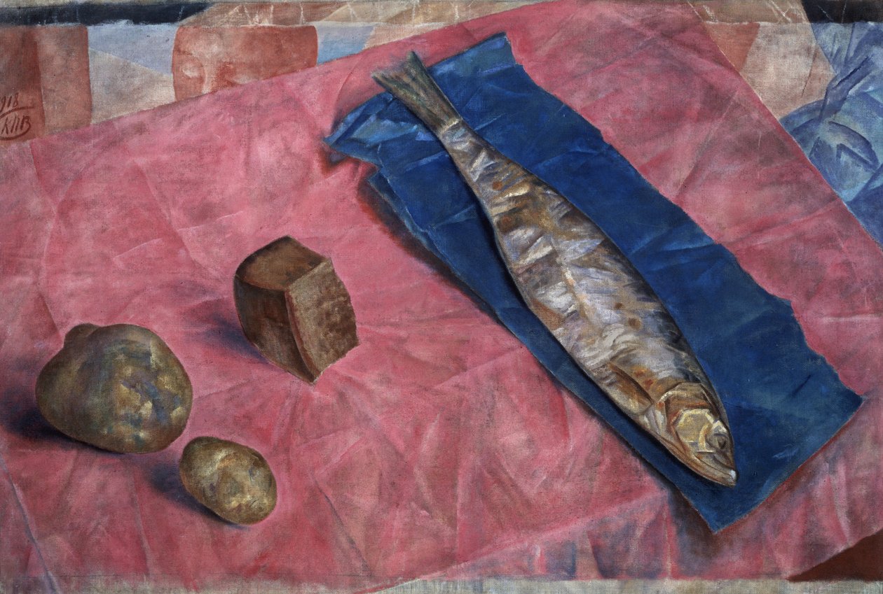 Sild, 1918 (olie på voksdug) af Kuzma Sergeevich Petrov Vodkin
