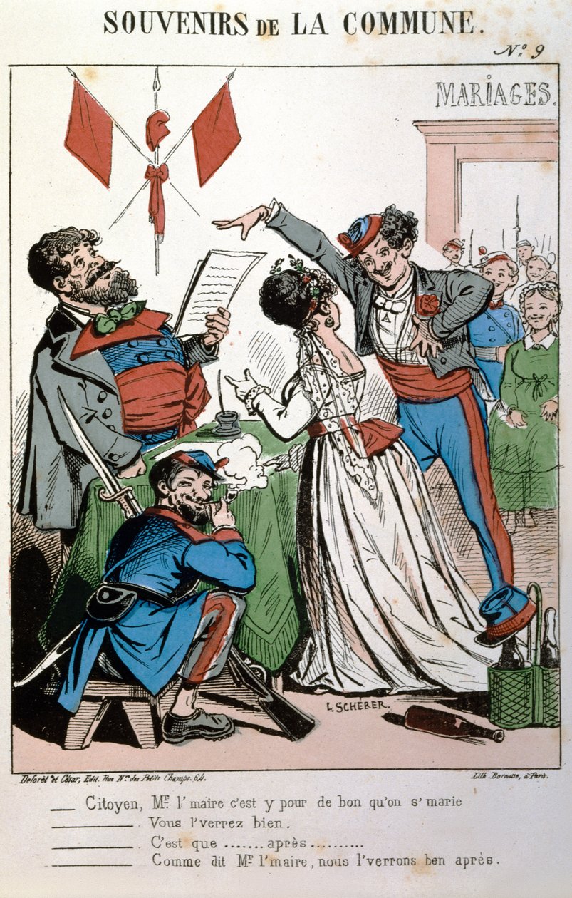 Erindringer om kommunen, en borgerlig vielse, 1871 af L. after Scherer