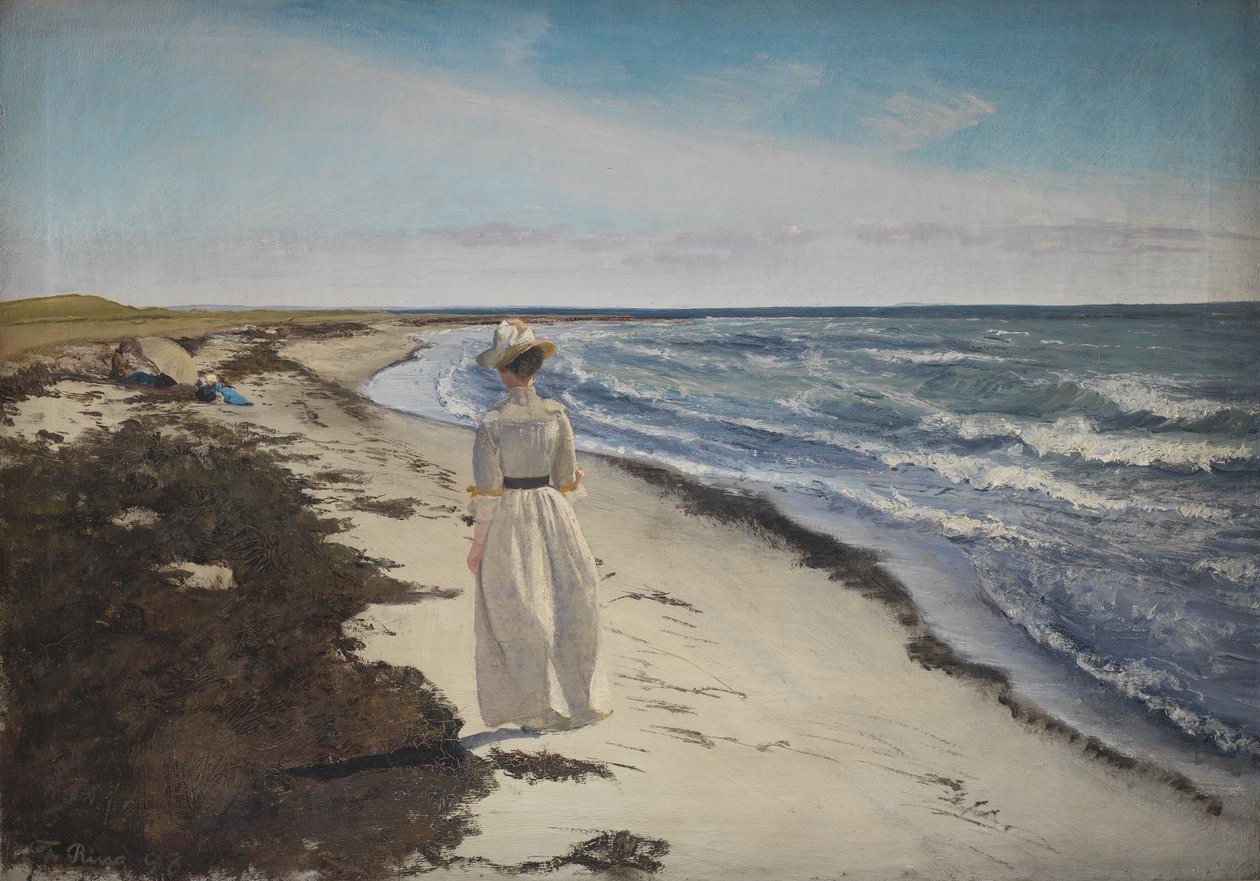 Lady at Karrebæksminde Beach, Zealand af Laurits Andersen Ring