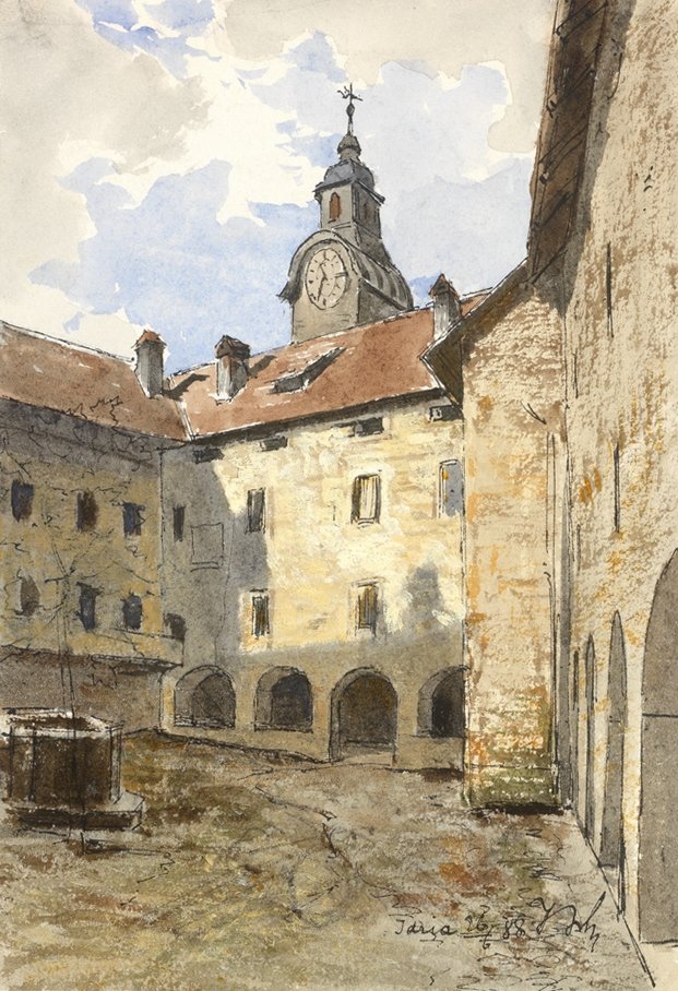 Idrija-slot gårdhave In af Ladislav Benesch