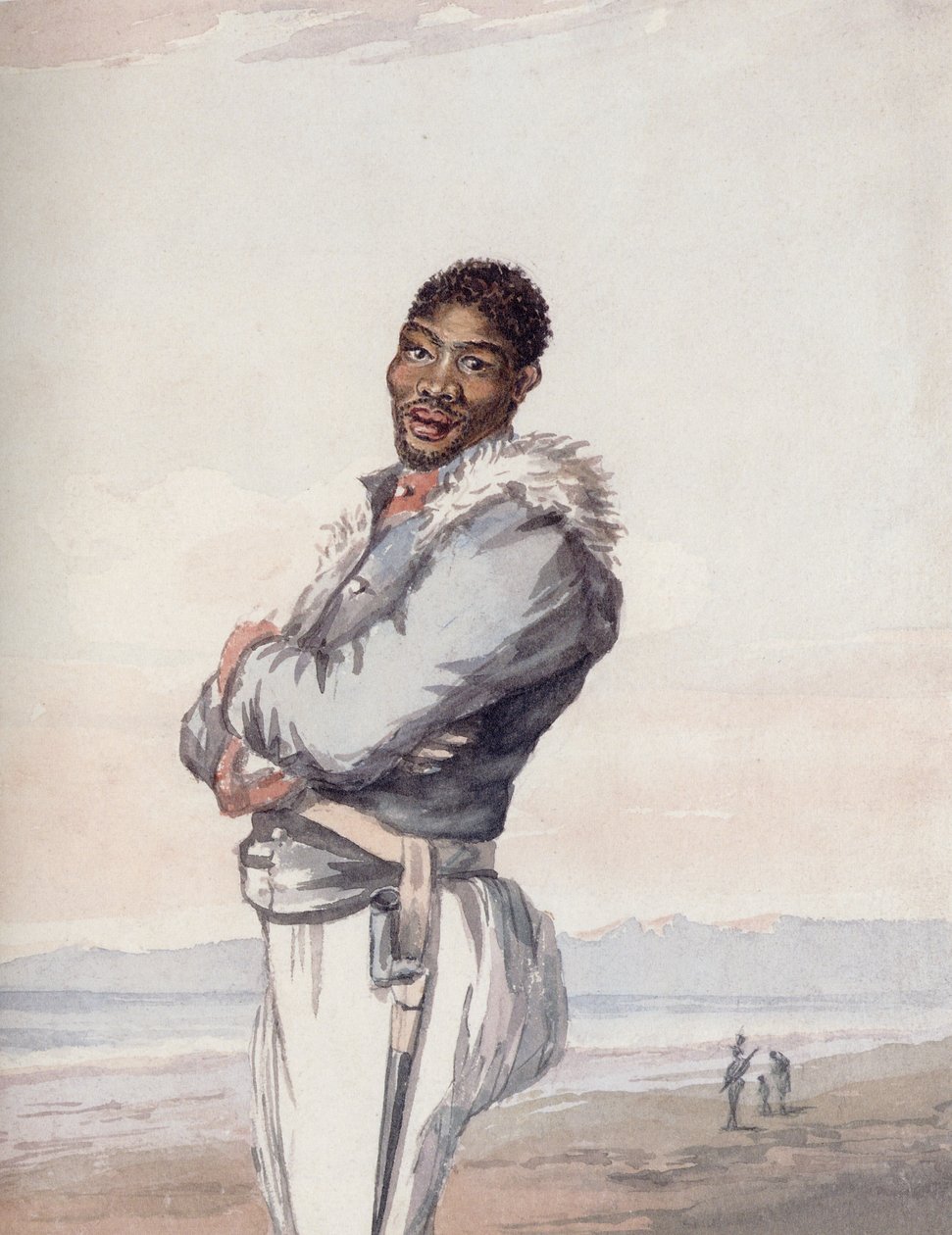 Dette er en soldat fra Hottentot -korpset, dannet af VOC i 1795 af Lady Anne Barnard