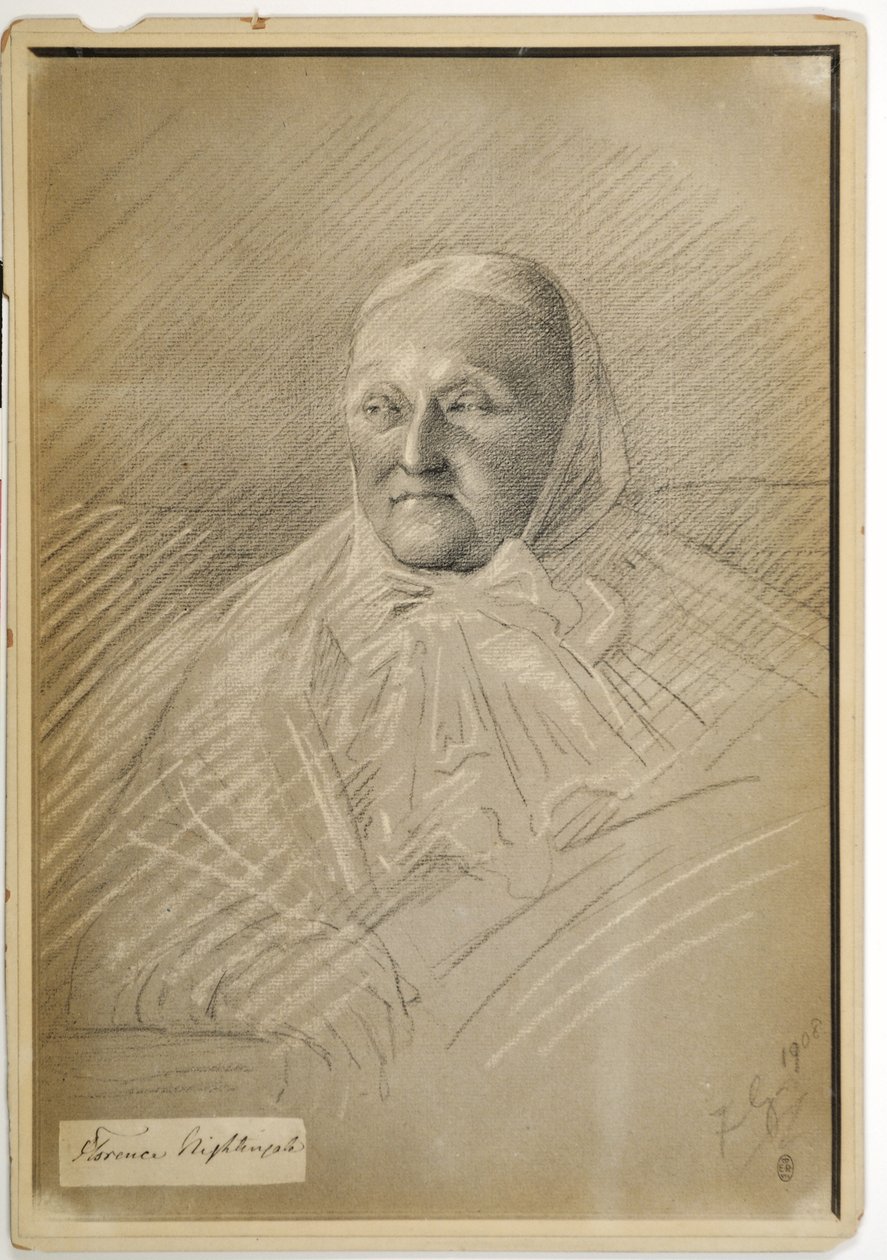 Florence Nightingale i sengen, 1908 af Lady Gleichen