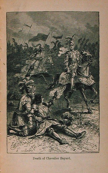 Death of Chevalier Bayard (1476-1524) illustration fra Little Arthurs History of France: From the Earliest Times to the Fall of the Second Empire udgivet 1899 af Lady M. Chalcott