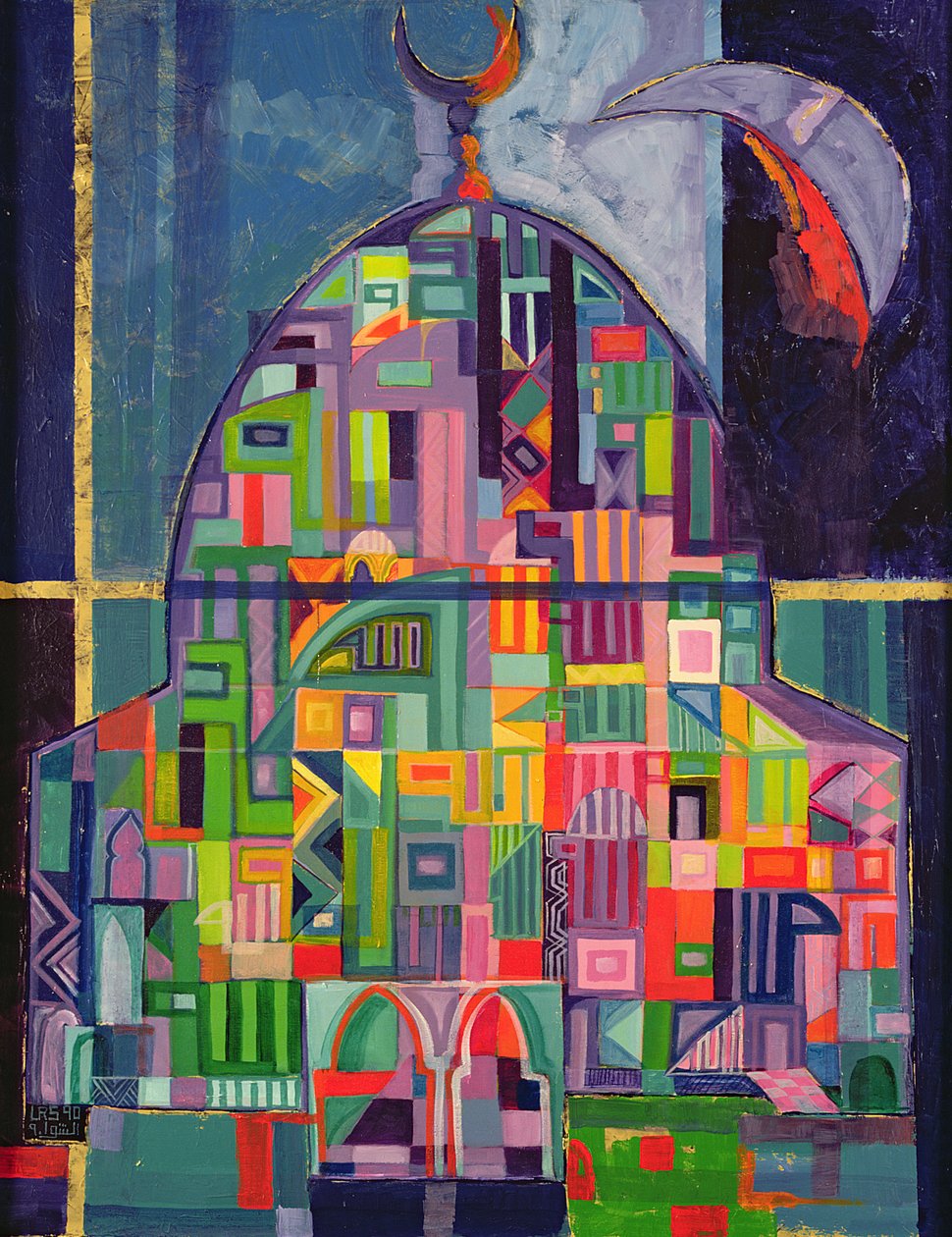The House of God, 1993-94 (akryl & guldpigment på lærred) af Laila Shawa