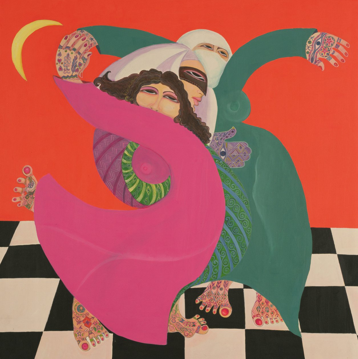 The Zar I, 1992 (akryl på lærred) af Laila Shawa