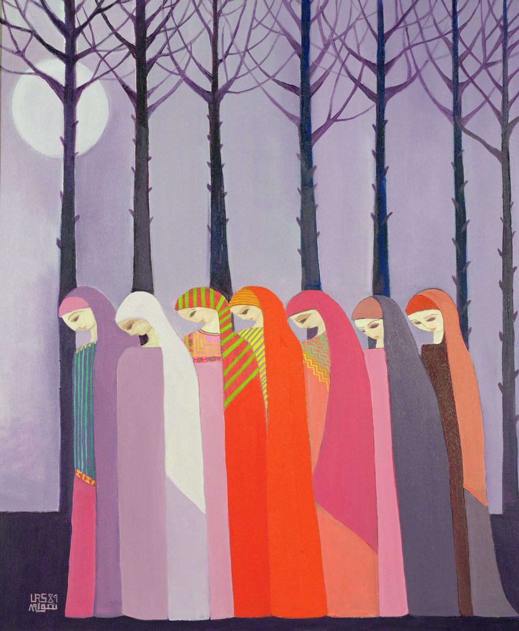 Walk in the Park, 1989 (akryl på lærred) af Laila Shawa