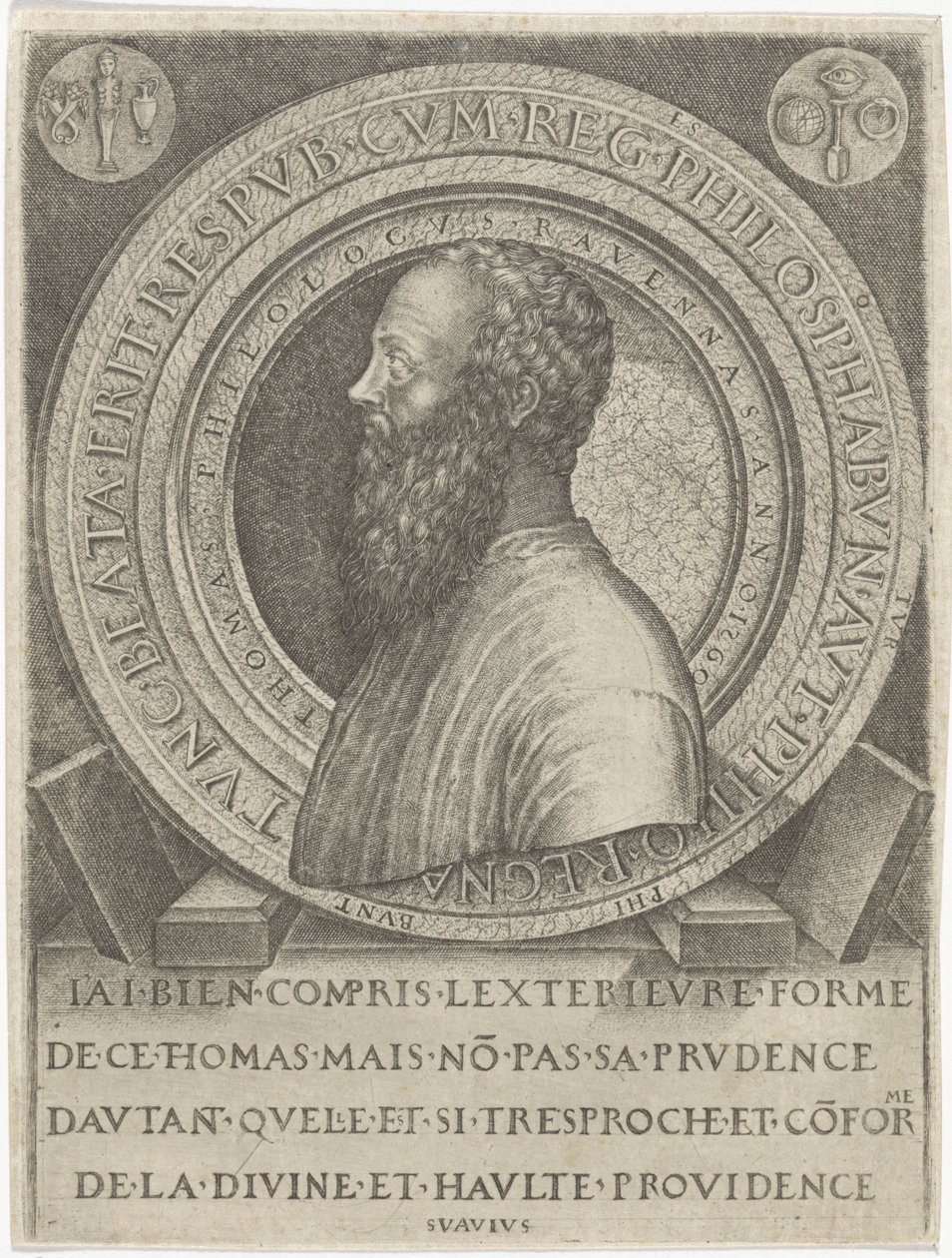 Portret van filolog Thomas van Ravenna af Lambertus Suavius